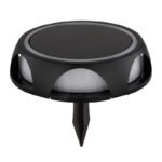 Lumină solară din aluminiu turnat sub presiune negru mat, plastic negru, opal, comutator cu buton, comutator în trepte, IP65, H: 36mm, înălțime cu vârf de sol: 11.3 cm, incl. LED 1.2W 3V, sursă 200lm, 3000K - imagine 4