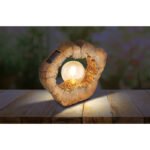 Lampa solara, plastic maro deschis solar, IP44, trunchi de copac cu gaura, LxLxH: 305x85x255mm, cu LED 0,06W 3V, 3000K - imagine 3