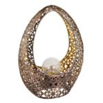 Lampă solară metal de culoare bronz aurie, sticlă crapata transparentă, IP44, sculptură  perforate decorative și bilă, LxLxH: 215x95x275mm, inclusiv LED 0,06W 3V, 3000K - imagine 4