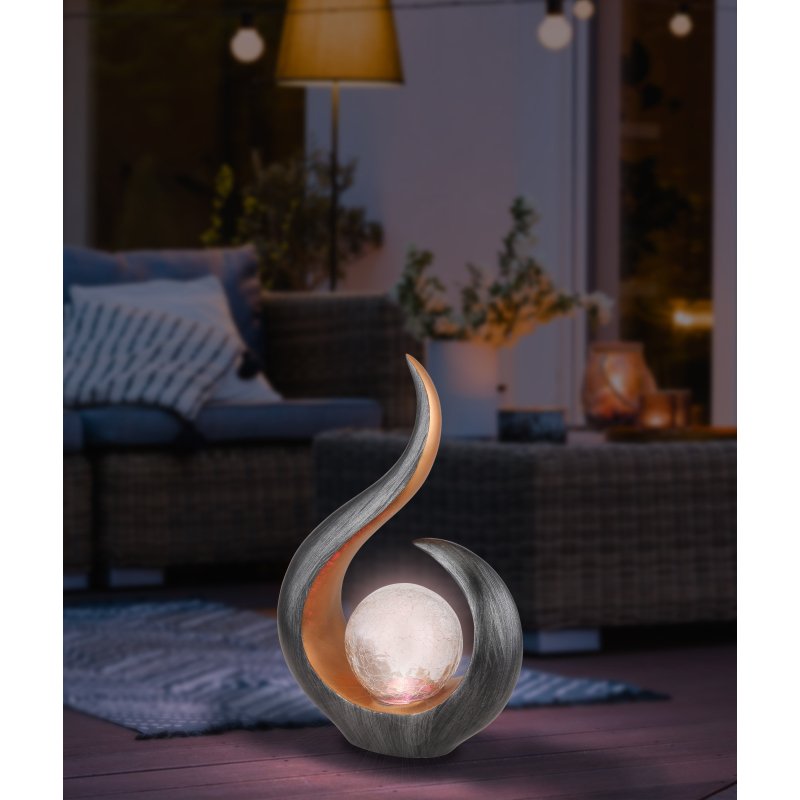 solar-36530-g27503-6 Lampa solară plastic negru, auriu, sticlă transparentă crapata, culoari schimbabile RGB, IP44, LxLxH: 225x100x335mm, inclusiv LED RGB 0.06W 3V, multicolor - imagine 1