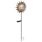 Lampă solară metal negru mat, plastic negru mat, metal color rugină antic, sticlă transparenta efect crapat, intrerupator, IP44, LxH: 242x815mm, inclusiv LED 0.06W 3V, 3000K - imagine 4