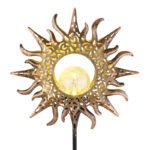 Lampă solară metal negru mat, plastic negru mat, metal color rugină antic, sticlă transparenta efect crapat, intrerupator, IP44, LxH: 242x815mm, inclusiv LED 0.06W 3V, 3000K - imagine 6