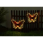 Lampă solară din plastic colorat, plastic negru mat, plastic transparent, comutator de presiune,  IP44, lățime x înălțime: 350x245mm, diametru interior: 25mm, incl. 26x LED 0.06W 3V, 3000K - imagine 5