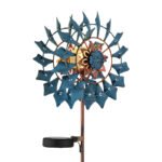 Lumină solară metal aurit antic, metal aurit antic, metal albastru antic, bilă de sticlă transparentă crackle, comutator glisant, IP44, roată de vânt pe vârf de sol, LxLxA: 225x115x920mm, incl. LED 0.06W 3.2V, 3000K - imagine 5