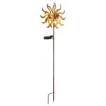 Lumină solară metal aurit antic, metal aurit, glob din sticlă transparentă, comutator glisant, IP44, roată de vânt pe vârf de sol, LxLxH: 220x120x920mm, incl. LED 0.06W 3.2V, 3000K