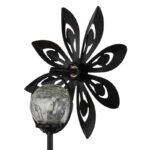 Lumină solară metalic colorată, cupru, metal negru mat, glob de sticlă transparentă, cristale de sticlă galbenă, comutator glisant, IP44, roată de vânt pe vârf de sol, LxLxH: 200x90x500mm, incl. LED 0.024W 3V, 3000K - imagine 5