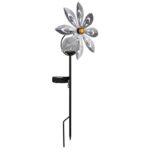 Lumină solară metal gri-argintiu, metal negru mat, glob de sticlă transparentă, cristale de sticlă galbenă, comutator glisant, IP44, roată de vânt pe vârf de sol, LxWxH: 200x90x500mm, incl. LED 0.024W 3V, 3000K - imagine 4