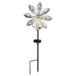 Lumină solară metal gri-argintiu, metal negru mat, glob de sticlă transparentă, cristale de sticlă galbenă, comutator glisant, IP44, roată de vânt pe vârf de sol, LxWxH: 200x90x500mm, incl. LED 0.024W 3V, 3000K - imagine 5