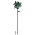 Lumină solară din metal colorat, metal negru mat, glob din sticlă transparentă, cristale din sticlă colorată, comutator glisant, IP44, roată de vânt pe vârf de sol, LxLxH: 320x175x1240mm, incl. LED 0.024W 3V, 3000K - imagine 4