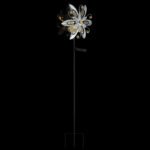 Lumină solară metal gri-argintiu, metal negru mat, glob de sticlă transparentă, cristale de sticlă galbenă, comutator glisant, IP44, roată de vânt pe vârf de sol, LxLxH: 320x175x1240mm, incl. LED 0.024W 3V, 3000K - imagine 3
