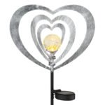 Lampă solară gri argintiu metalic, negru metalic, plastic negru mat, sferă de sticlă transparentă craquelată, întrerupător glisant, IP44, LxlxÎ: 280x60x820mm, incl. LED 0.06W 3V, 3000K - imagine 5