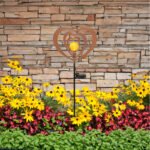 Lampă solară metalică ruginie mată, metalică neagră, plastic negru mat, sferă de sticlă chihlimbar craquelat, întrerupător glisant, IP44, LxlxÎ: 280x60x820mm, incl. LED 0.06W 3V, 3000K - imagine 2