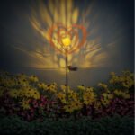 Lampă solară metalică ruginie mată, metalică neagră, plastic negru mat, sferă de sticlă chihlimbar craquelat, întrerupător glisant, IP44, LxlxÎ: 280x60x820mm, incl. LED 0.06W 3V, 3000K - imagine 3