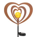 Lampă solară metalică ruginie mată, metalică neagră, plastic negru mat, sferă de sticlă chihlimbar craquelat, întrerupător glisant, IP44, LxlxÎ: 280x60x820mm, incl. LED 0.06W 3V, 3000K - imagine 5