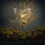 Lampă solară metalică gri argintiu, metalică neagră, plastic negru mat, sferă de sticlă transparentă craquelată, întrerupător glisant, IP44, LxlxÎ: 380x60x830mm, incl. LED 0.06W 3V, 3000K - imagine 3