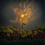 Lampă solară metalică ruginie mată, metalică neagră, plastic negru mat, sferă de sticlă chihlimbar craquelat, întrerupător glisant, IP44, LxlxÎ: 380x60x830mm, incl. LED 0.06W 3V, 3000K - imagine 3