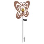 Lampă solară metalică ruginie mată, metalică neagră, plastic negru mat, sferă de sticlă chihlimbar craquelat, întrerupător glisant, IP44, LxlxÎ: 380x60x830mm, incl. LED 0.06W 3V, 3000K - imagine 4
