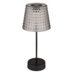 Lumină solară din plastic negru mat, plastic de culoare fumurie, întrerupător glisant, IP44, abajur în aspect de cristal, ø: 125mm, H: 290mm, număr de seturi 2buc, incl. LED 0.06W 3V, 3000K - imagine 4