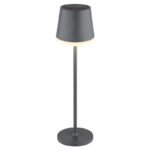 Lampa de masa solară metal antracit mat, plastic negru mat, plastic antracit mat, plastic satinat, întrerupător glisant, baterie inclusă CR18650 1200mAh, IP44, ø:110mm H:410mm, 2 tije, deci 2 înălțimi posibile, 41 cm sau 26 cm, 10x LED 0.06W 3V, 50lm, 3000K