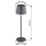 Lampa de masa solară metal antracit mat, plastic negru mat, plastic antracit mat, plastic satinat, întrerupător glisant, baterie inclusă CR18650 1200mAh, IP44, ø:110mm H:410mm, 2 tije, deci 2 înălțimi posibile, 41 cm sau 26 cm, 10x LED 0.06W 3V, 50lm, 3000K - imagine 6