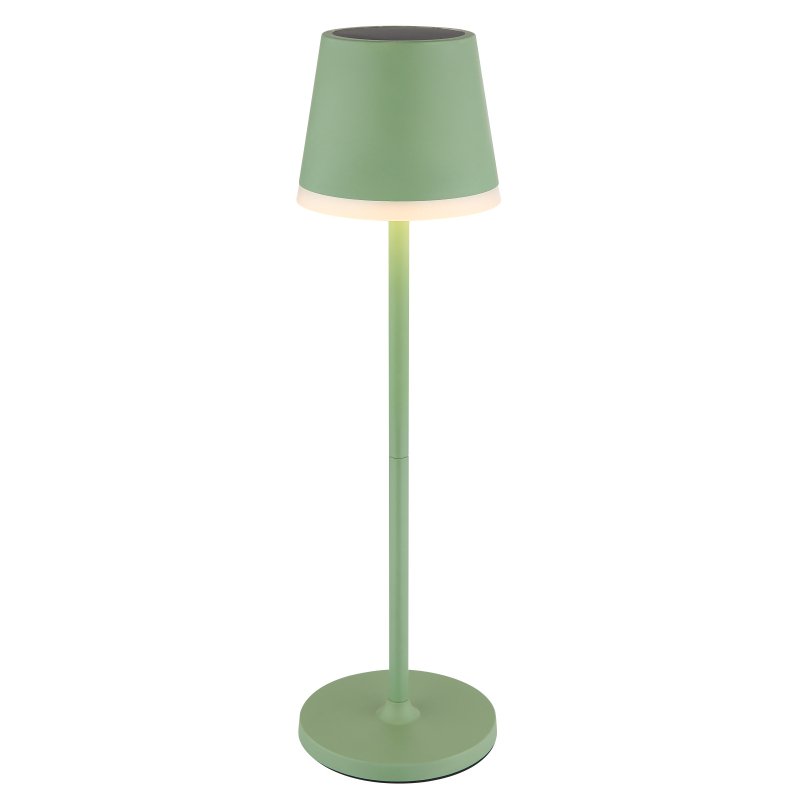 solar-36637bm-g29948 Lumină solară metal/plastic verde pal/satinat, comutator glisant, IP44, poate fi utilizată cu 1 sau 2 tije, ø: 110mm, H: 410mm, 2 înălțimi: 41cm/26cm, 10x LED 0.06W 3V, 3000K - imagine 1