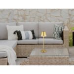 Lumină solară metal/plastic auriu/satinat, comutator glisant, IP44, poate fi utilizată cu 1 sau 2 tije, ø: 110mm, H: 410mm, 2 înălțimi: 41cm/26cm, 10x LED 0.06W 3V, 3000K - imagine 2