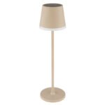 Lampa de masa solară metal/plastic de culoare nisip mat, plastic negru mat, plastic satinat, comutator glisant, baterie inclusă CR18650 1200mAh, IP44, ø:110mm H:410mm, 2 tije, deci 2 înălțimi posibile, 41 cm sau 26 cm, 10x LED 0.06W 3V, 50lm, 3000K - imagine 3
