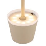 Lampa de masa solară metal/plastic de culoare nisip mat, plastic negru mat, plastic satinat, comutator glisant, baterie inclusă CR18650 1200mAh, IP44, ø:110mm H:410mm, 2 tije, deci 2 înălțimi posibile, 41 cm sau 26 cm, 10x LED 0.06W 3V, 50lm, 3000K - imagine 4