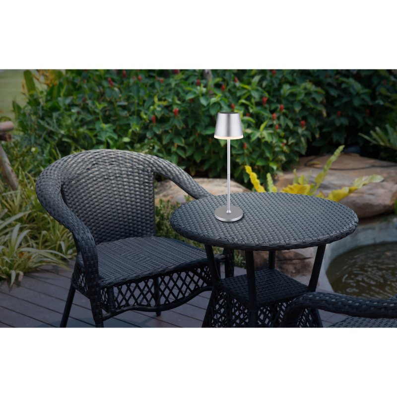 solar-36637sm-g29951-6 Lumină solară metal/plastic argintiu/satinat, comutator glisant, IP44, poate fi utilizată cu 1 sau 2 tije, ø: 110mm, H: 410mm, 2 înălțimi: 41cm/26cm, 10x LED 0.06W 3V, 3000K - imagine 1
