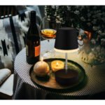 Lumină solară plastic negru mat, oțel inoxidabil, plastic satinat, comutator de presiune, reglabil pe înălțime, IP44, lampă de masă cu telescop, ø: 110mm, H: 250mm, 10x LED 0.06W 3V, 3000K