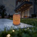 Lumină solară metal, plastic, comutator de presiune, IP44, 12 afișaje, afișaj cu felinare pentru agățat sau în picioare, culori: 6x nisip, 3x verde pal, 3x trandafir, ø: 80mm, H: 100mm, afișaj mixt, LED 0.06W 1.2V, 3000K