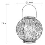Lampa solară metal , argintiu antic, bila cu floarea vieții, pentru agățat sau în picioare, IP44, D:200, H:290, incl. 1xLED 0.06W 3V, 3000K - imagine 6
