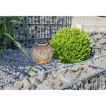 Lampa solară metal , argintiu antic, bila cu floarea vieții, pentru agățat sau în picioare, IP44, D:200, H:290, incl. 1xLED 0.06W 3V, 3000K