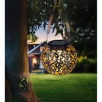 Lampă solară metal gri-argintiu antic, metal colorat cupru, plastic negru, canepa naturală, buton, IP44, pentru agățat sau în picioare, ø: 120mm, H: 260mm, inclusiv LED 0,06 W 3,2 V, 3000 K - imagine 3