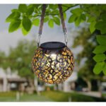 Lampă solară metal gri-argintiu antic, metal colorat cupru, plastic negru, canepa naturală, buton, IP44, pentru agățat sau în picioare, ø: 120mm, H: 260mm, inclusiv LED 0,06 W 3,2 V, 3000 K