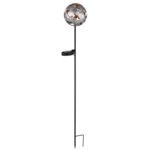Lumină solară metal gri-argintiu, metal negru mat, comutator de presiune, IP44, glob cu frunze de arțar pe vârf de sol, ø: 120mm, H: 915mm, incl. LED 0.024W 3V, 3000K - imagine 3