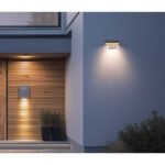 Lampă solară numarul casei din plastic gri mat, plastic/acrilic transparent, comutator treptat,  senzor inclus, IP54, lățime x înălțime: 230x123mm, adâncime: 100mm, LED inclus 6W 3.7V, ieșire 1000lm, 3000K - imagine 2