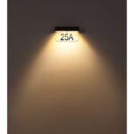 Lampă solară numarul casei din plastic gri mat, plastic/acrilic transparent, comutator treptat,  senzor inclus, IP54, lățime x înălțime: 230x123mm, adâncime: 100mm, LED inclus 6W 3.7V, ieșire 1000lm, 3000K - imagine 3