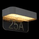 Lampă solară numarul casei din plastic gri mat, plastic/acrilic transparent, comutator treptat,  senzor inclus, IP54, lățime x înălțime: 230x123mm, adâncime: 100mm, LED inclus 6W 3.7V, ieșire 1000lm, 3000K - imagine 4