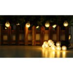 Lanț solar plastic negru mat, transparent, buton, IP44, ø: 18mm, H: 18mm, distanța dintre LED-uri 150mm, număr de becuri (lanț luminos) 20, inclusiv 20x LED 0.06W 1.2V, 2700K