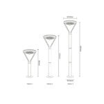 Lampă solară din aluminiu turnat sub presiune gri, oțel inoxidabil argintiu, sticlă transparentă, plastic negru mat, întrerupător treptat, senzor, IP54, ø: 310mm, H: 2047mm, LED 18W 4.08V, 2150lm, 3000K - imagine 6