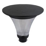 Lampă solară din aluminiu turnat sub presiune gri mat, aluminiu negru mat, plastic transparent, sticlă transparentă, reglabilă, telecomandă, IP54, ø: 423mm, H: 3185mm, LED 8W 3.23V, 570lm, CCT 3000-6500K - imagine 5
