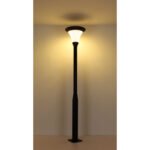 Lampă solară din aluminiu turnat sub presiune gri mat, aluminiu negru mat, plastic transparent, sticlă transparentă, reglabilă, telecomandă, IP54, ø: 423mm, H: 3185mm, LED 8W 3.23V, 570lm, CCT 3000-6500K - imagine 6