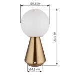 Lampă de masă metal cupru mat, acril opal, cablu PVC alb, touch on/off, dimmer tactil reglabil continu, funcție de memorie, excl. adaptor, USB-A 2.0/USB-C, IP41, ø: 120mm, H: 235mm, incl. LED 1.5W 230V, sursă 160lm, ieșire 140lm, CCT 3000/6500/4500K - imagine 6