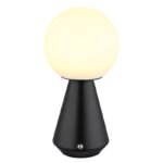Lampă de masă metal negru mat, acril opal, cablu PVC negru, touch on/off, dimmer tactil reglabil continu, funcție de memorie, excl. adaptor, USB-A 2.0/USB-C, IP41, ø: 120mm, H: 235mm, LED 1.5W 230V, sursă 160lm, ieșire 140lm, CCT 3000/6500/4500K - imagine 3