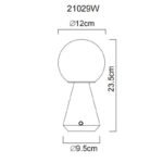 Lampă de masă metal alb mat, acril opal, cablu PVC alb, touch on/off, dimmer tactil reglabil continu, funcție de memorie, excl. adaptor, USB-A 2.0/USB-C, IP41, ø: 120mm, H: 235mm, incl. LED 1.5W 230V, sursă 160lm, ieșire 140lm, CCT 3000/6500/4500K - imagine 6