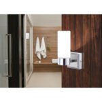 Aplica de perete nichel mat,  sticlă alba mata , interior, IP44, LxH: 80x185, AL: 110, excl 1xE14 40W 230V - imagine 2