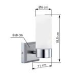 Aplica de perete nichel mat,  sticlă alba mata , interior, IP44, LxH: 80x185, AL: 110, excl 1xE14 40W 230V - imagine 3