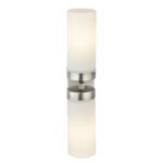 Aplica de perete nichel mat,  sticlă alba mata , interior, IP44, LxH: 120x310, AL: 100, excl 2xE14 40W 230V - imagine 4