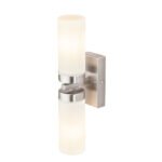 Aplica de perete nichel mat,  sticlă alba mata , interior, IP44, LxH: 120x310, AL: 100, excl 2xE14 40W 230V - imagine 3